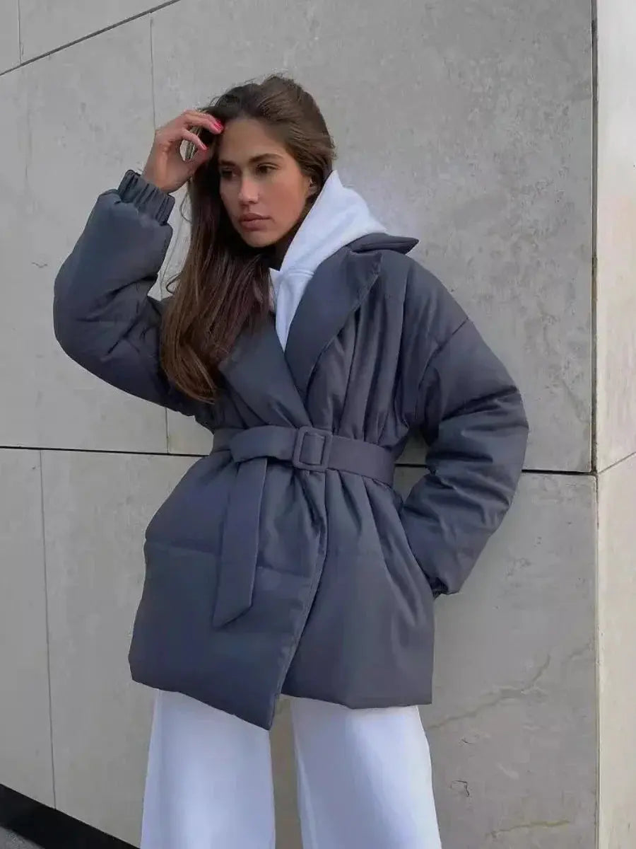 Aurellie | Puffer Jas Dames Met Ceintuur | Warme & Trendy Gewatteerde Winterjas