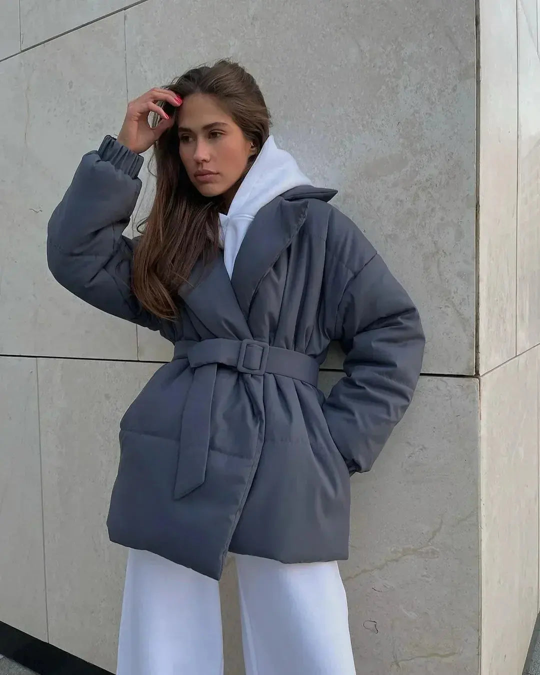 Aurellie | Puffer Jas Dames Met Ceintuur | Warme & Trendy Gewatteerde Winterjas