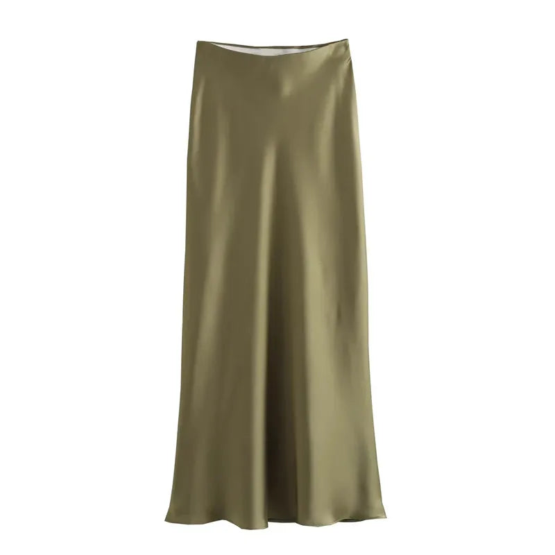 Satijnen Lange Rok Dames | Hoge Taille Rok met Elegante Glanzende Look