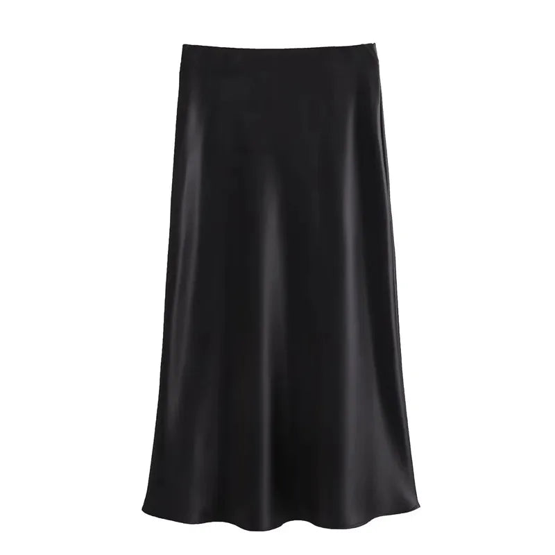 Satijnen Lange Rok Dames | Hoge Taille Rok met Elegante Glanzende Look
