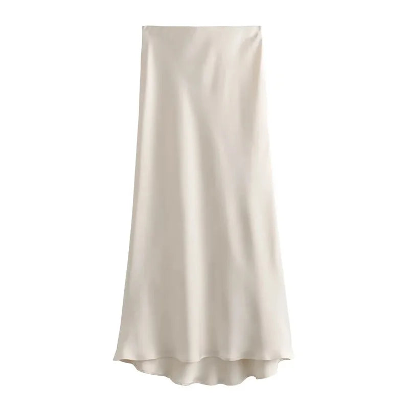 Satijnen Lange Rok Dames | Hoge Taille Rok met Elegante Glanzende Look