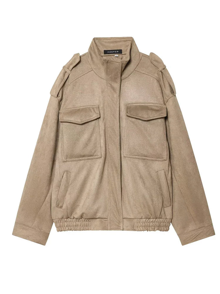 Floor | Herfst Bomberjack Dames | Stijlvolle Suede Look Jas Voor Elke Dag