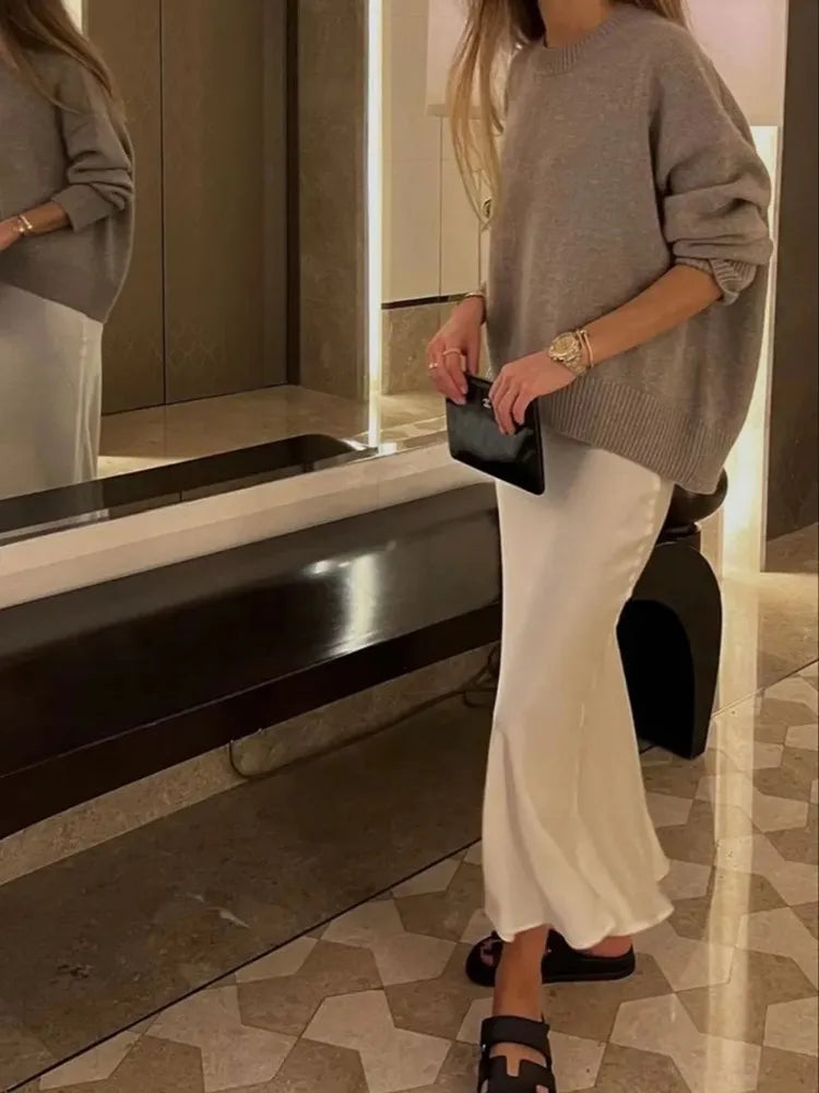 Satijnen Lange Rok Dames | Hoge Taille Rok met Elegante Glanzende Look