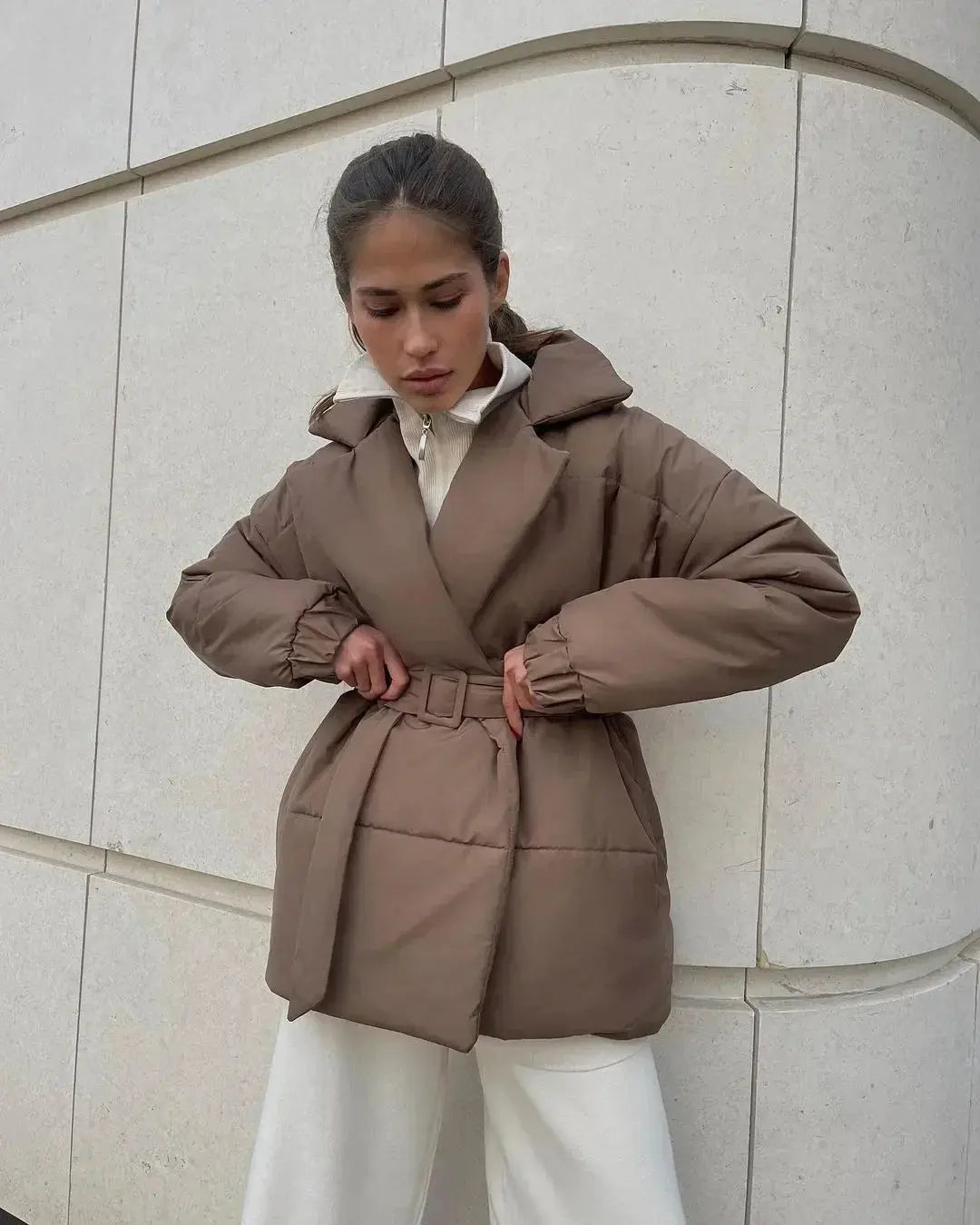 Aurellie | Puffer Jas Dames Met Ceintuur | Warme & Trendy Gewatteerde Winterjas