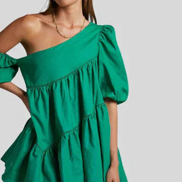 YARA | Mini-jurk met één schouder en pofmouwen voor dames