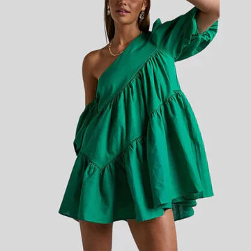 YARA | Mini-jurk met één schouder en pofmouwen voor dames