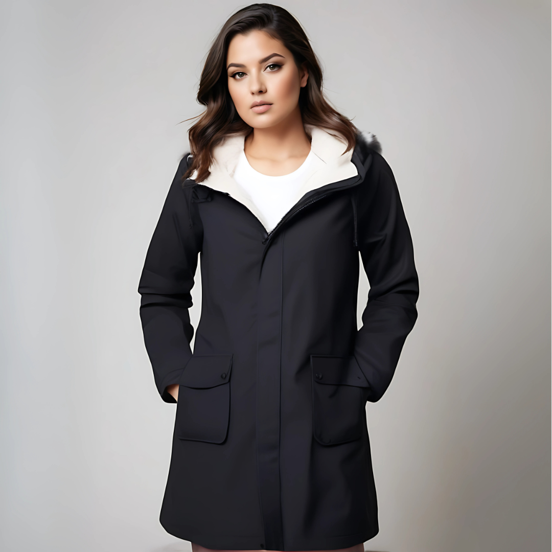 Waterdichte Jas Dames | Regenjas met Capuchon en Warme Fleece Voering