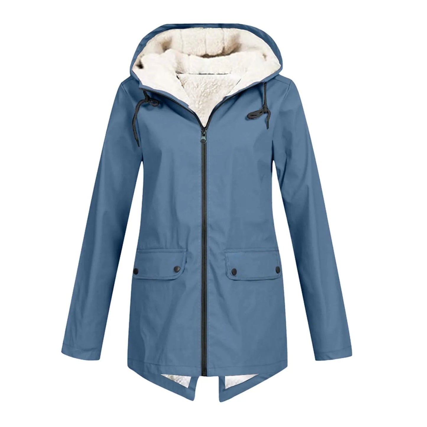 Waterdichte Jas Dames | Regenjas met Capuchon en Warme Fleece Voering