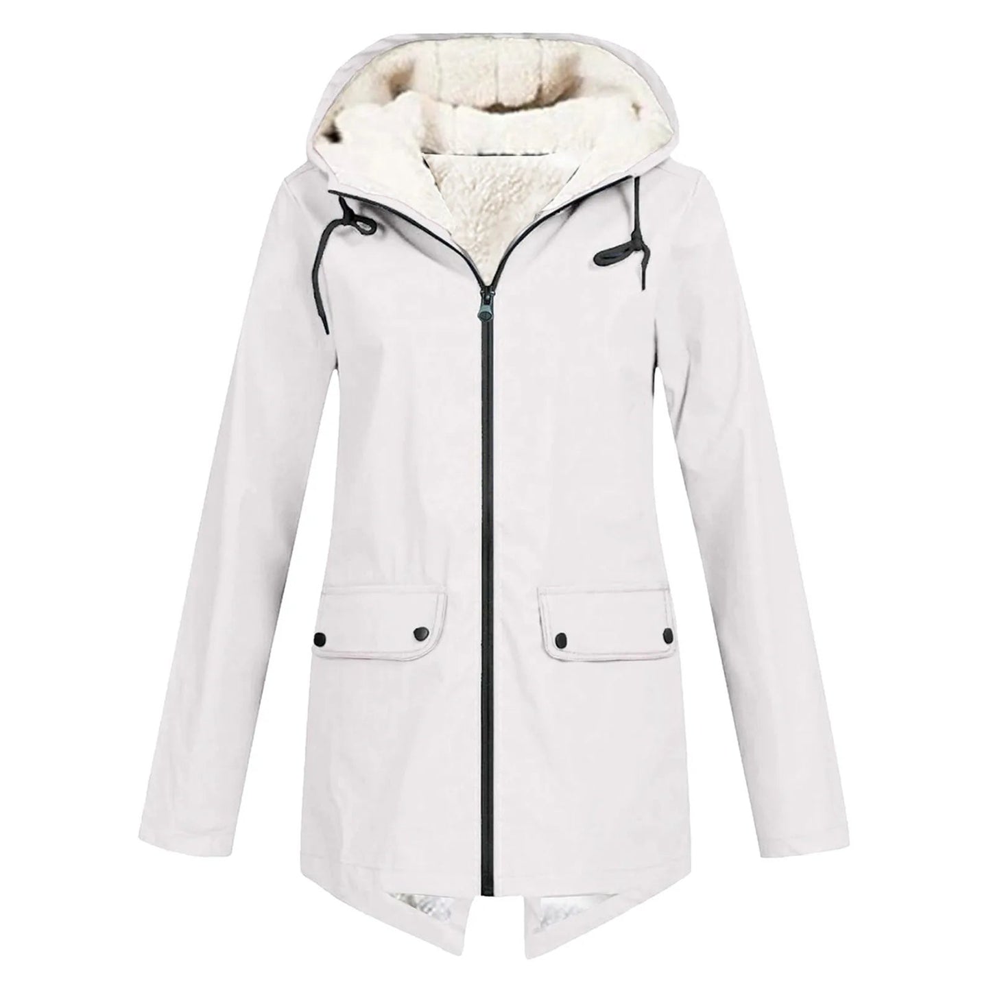 Waterdichte Jas Dames | Regenjas met Capuchon en Warme Fleece Voering