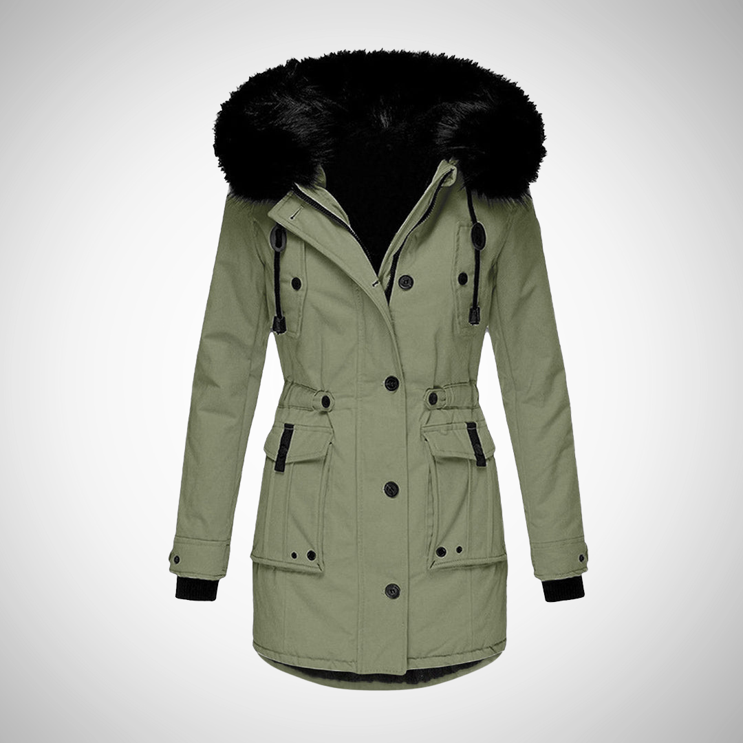 Waterdichte Winterjas Dames | Gewatteerde Jas met Capuchon en Bontrand