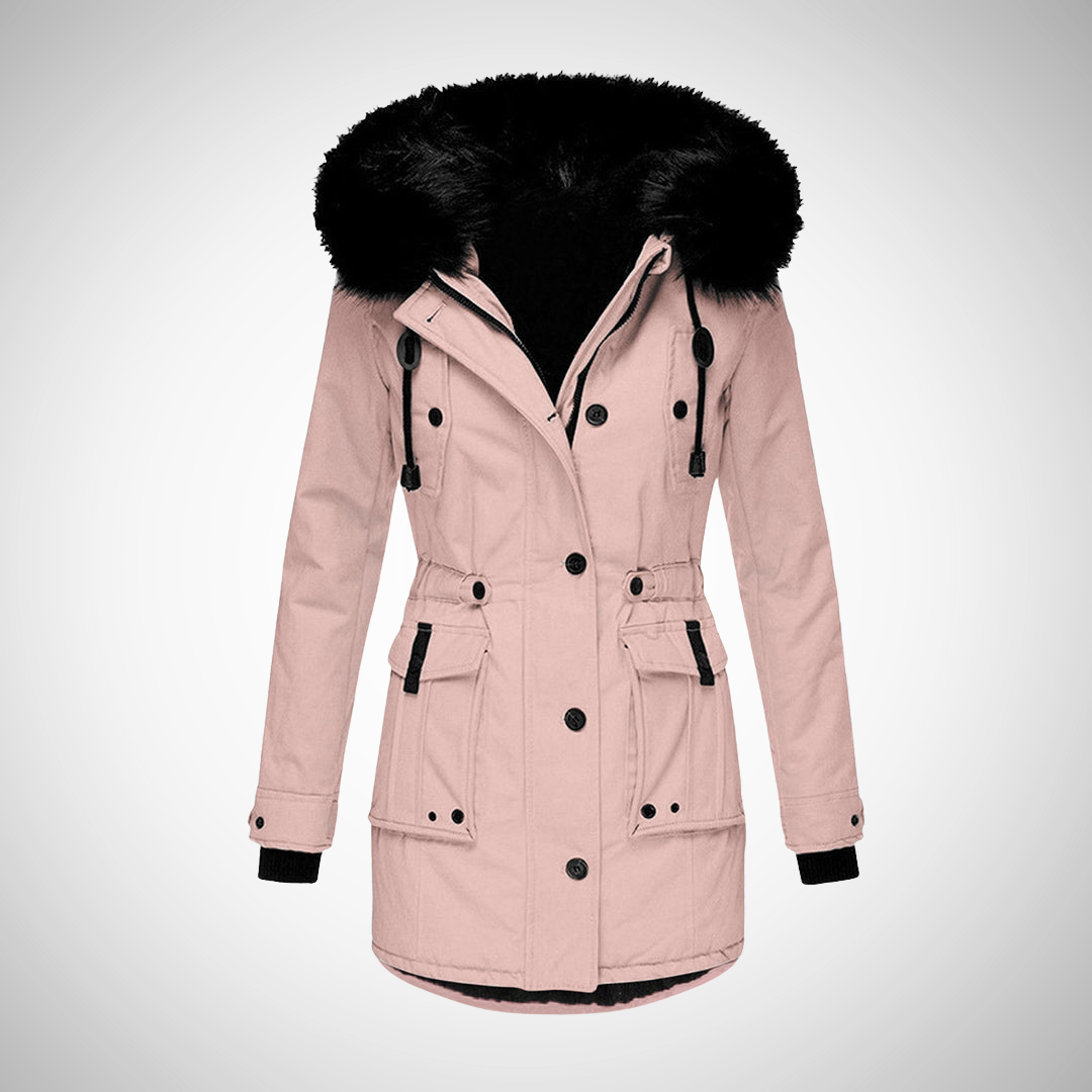 Waterdichte Winterjas Dames | Gewatteerde Jas met Capuchon en Bontrand