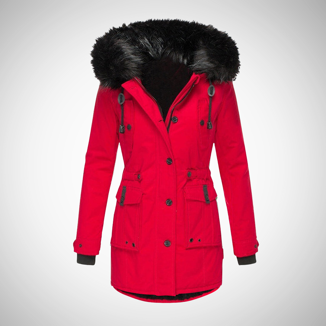 Waterdichte Winterjas Dames | Gewatteerde Jas met Capuchon en Bontrand