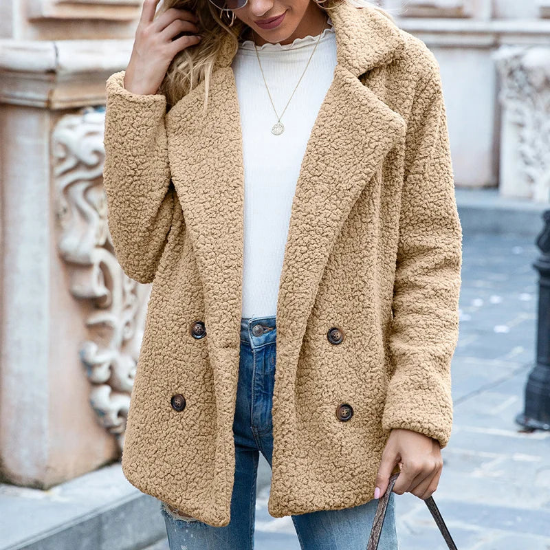 Lange Teddy Jas Dames | Chic, Zacht & Perfect voor de Winter