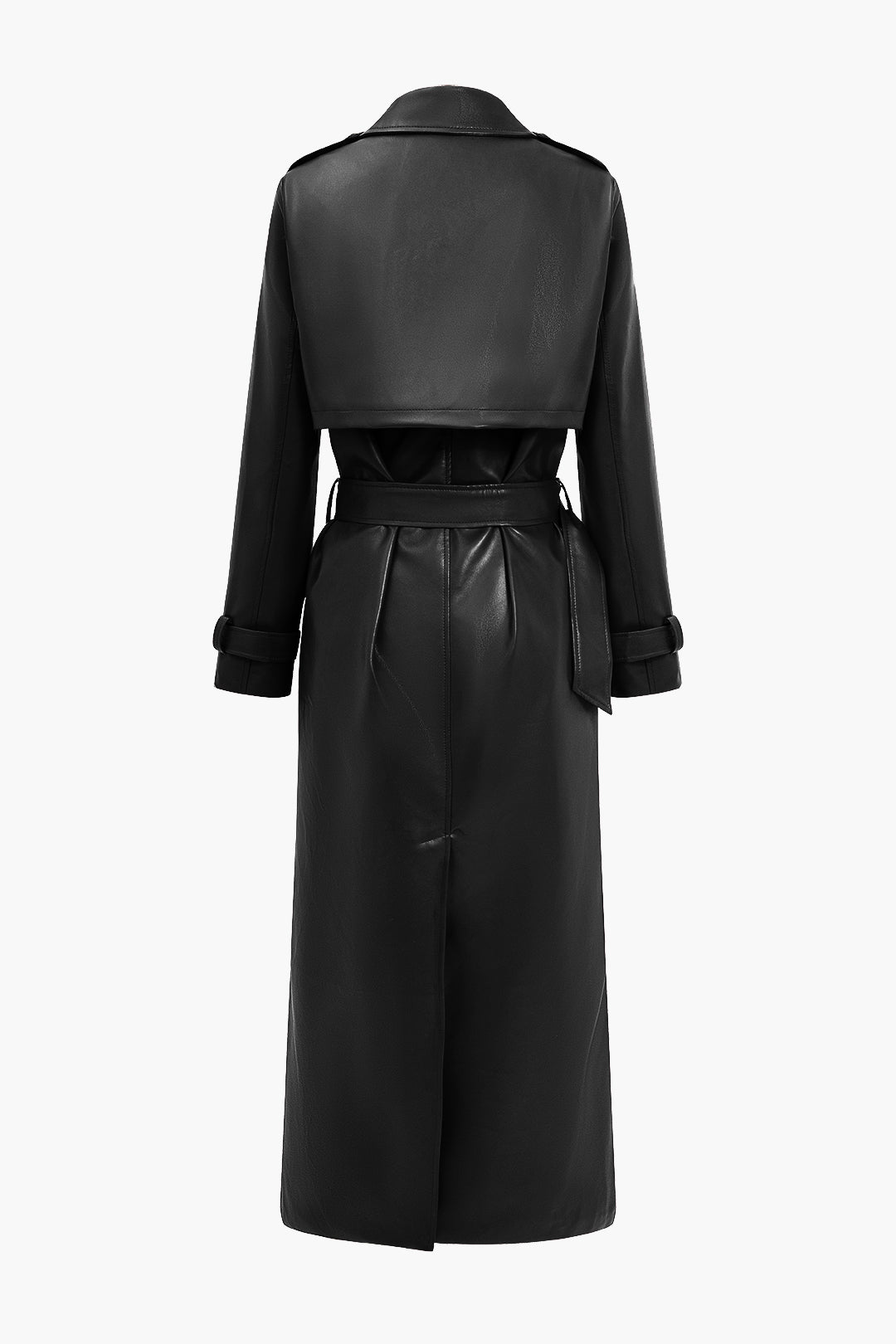 Dames Trenchcoat van Imitatieleer | Stijlvol met Ceintuur in Bordeaux & Zwart