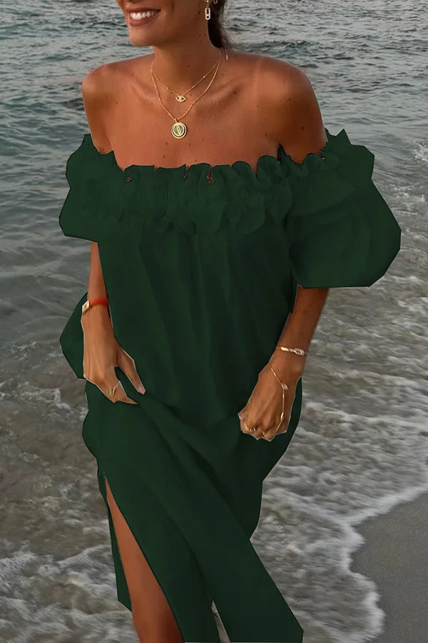 NOLANI | Comfortabele Off-the-Shoulder Midi Jurk