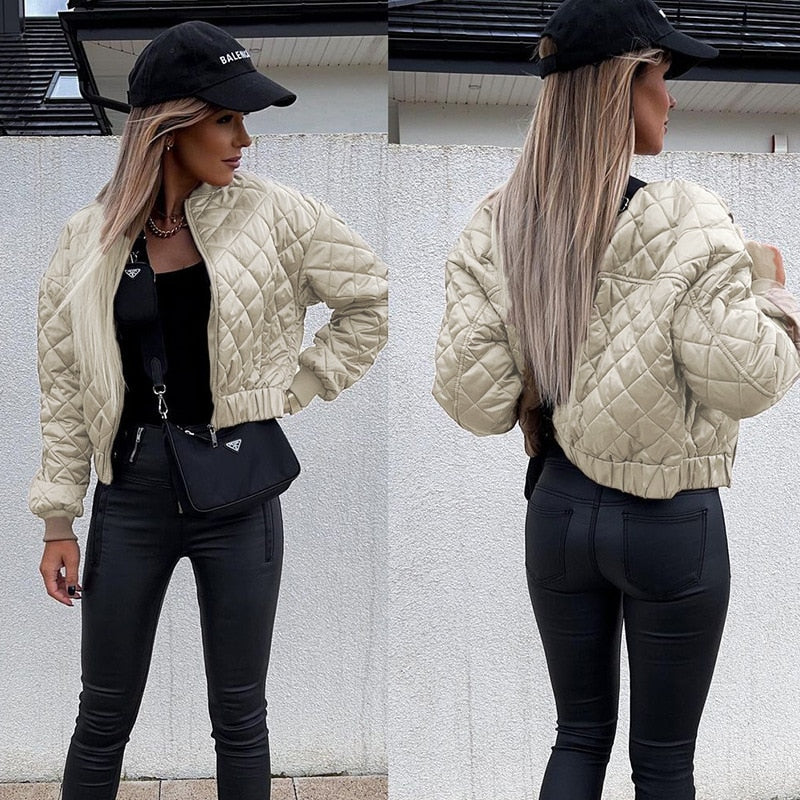 Elaine | Dames Bomber Jas Met Print | Trendy Tussenjas Voor Najaar