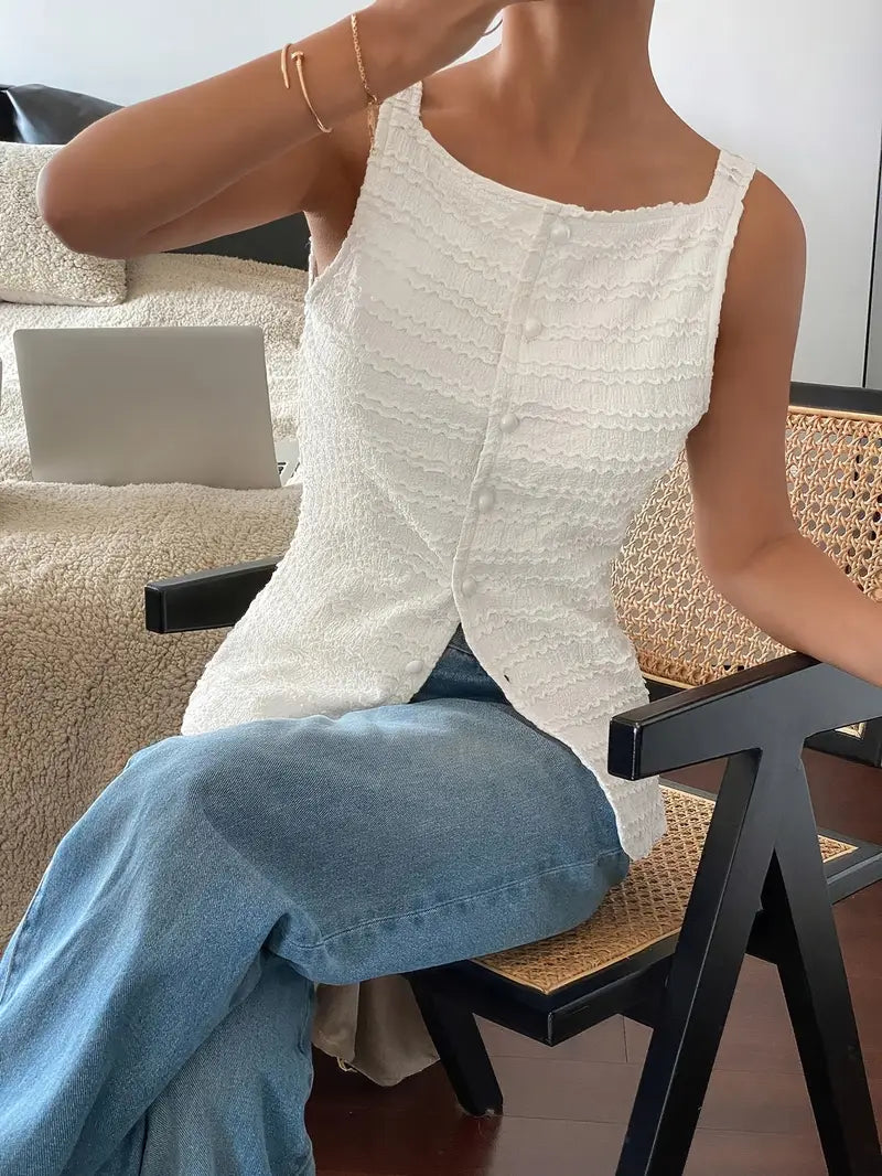 EMMA | Mouwloze Blouse met Vierkante Halslijn voor Dames
