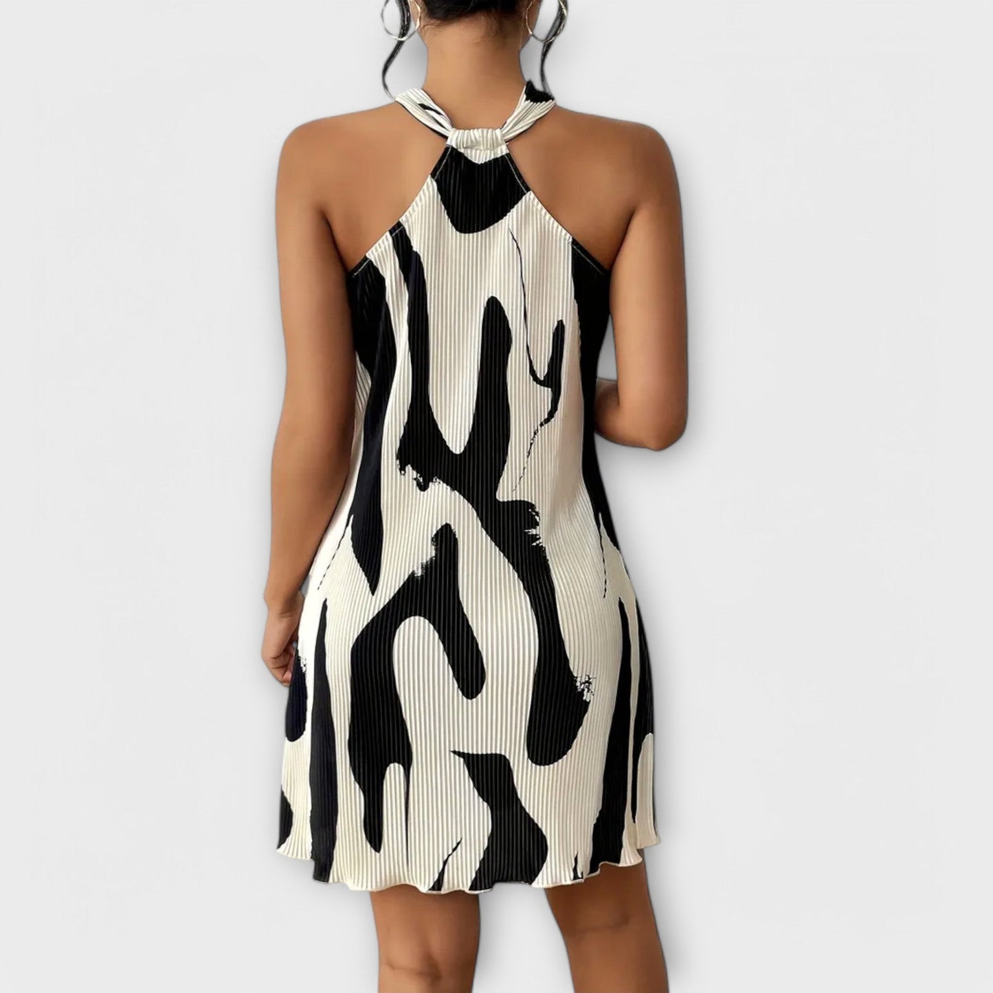 AYA | Dames Halterjurk met Elegante Print en A-lijn Pasvorm