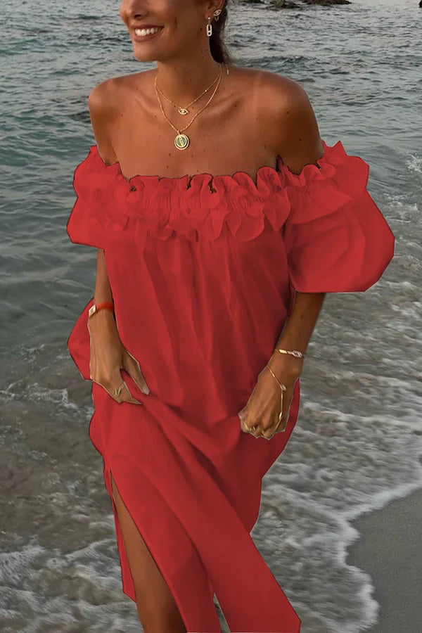 NOLANI | Comfortabele Off-the-Shoulder Midi Jurk