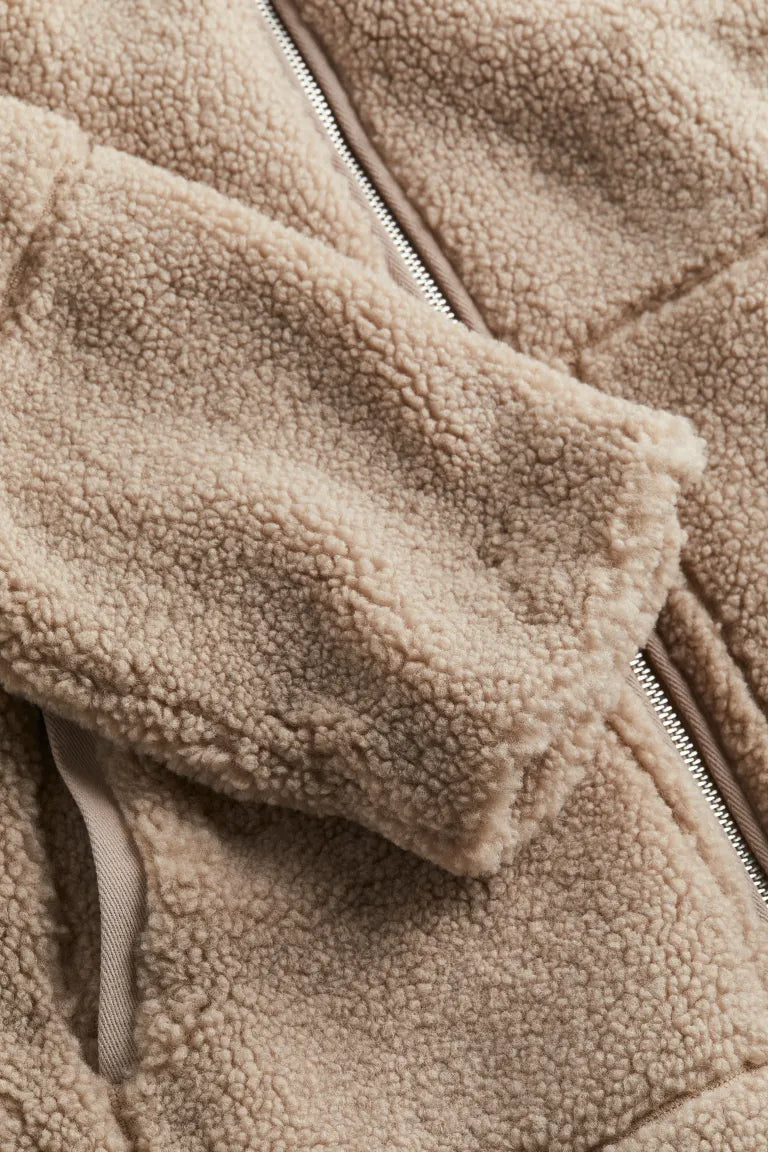 Jennifer | Oversized Teddy Jas Dames | Warme Winterjas Met Rits & Hoge Kraag