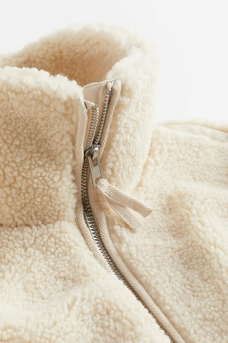 Jennifer | Oversized Teddy Jas Dames | Warme Winterjas Met Rits & Hoge Kraag