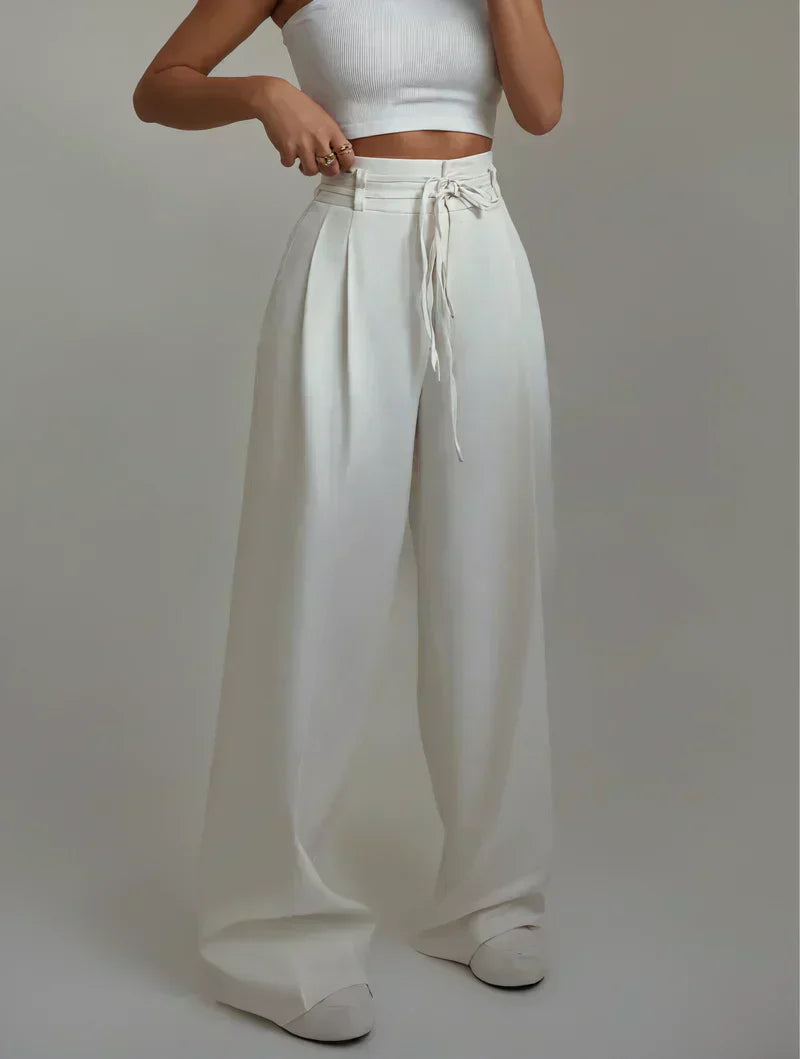 Lara | Dames Hoge Taille Pantalon – Wijde Pijpen & Stretch Stof