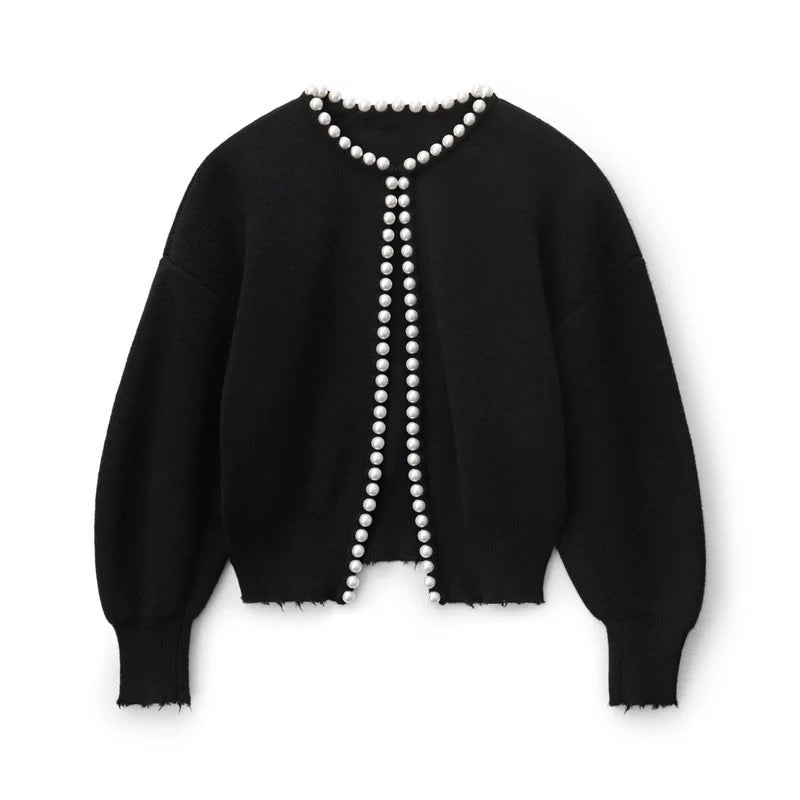 Luki | Dames Vest Met Parel Details | Stijlvol & Tijdloos Gebreid Cardigan