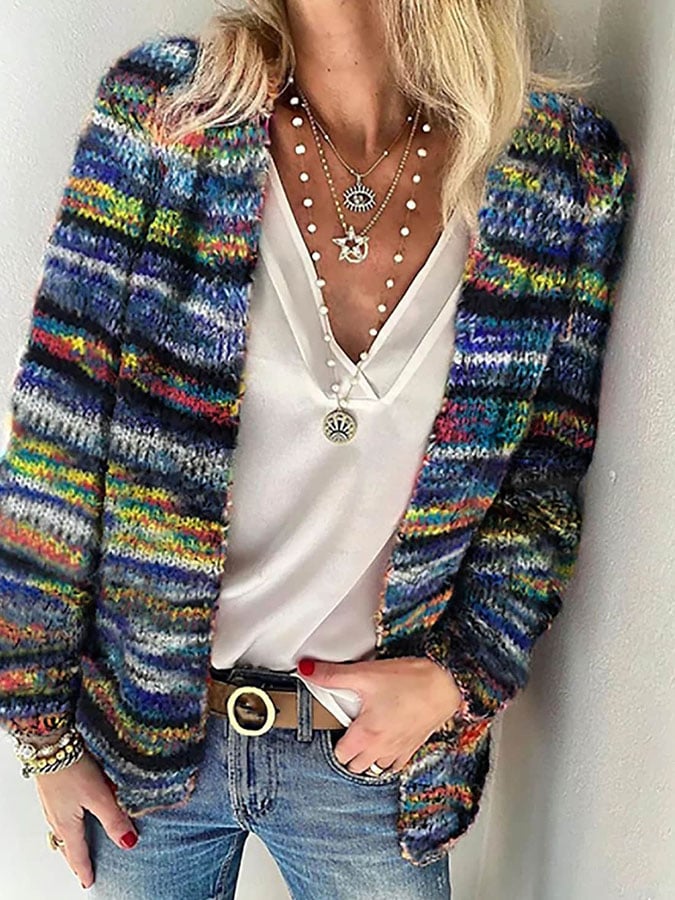 Noë | Gebreid Vest Dames Multicolor | Casual Cardigan Voor Herfst & Winter