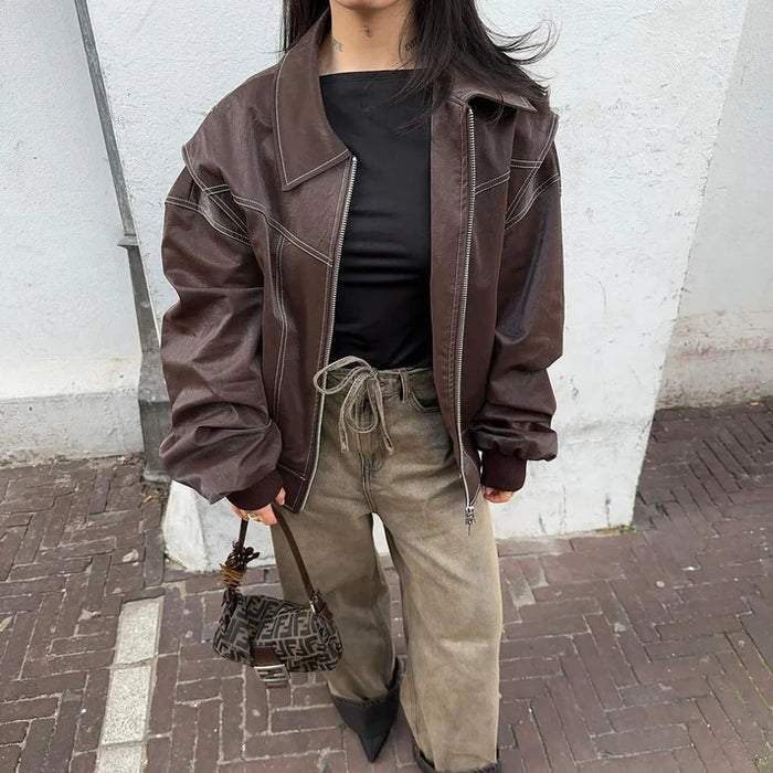 RUBY | Oversized leren jas