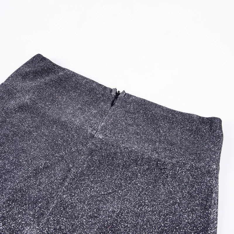 Glitter Broek Dames – Hoge Taille Feestbroek met Comfortabele Pasvorm