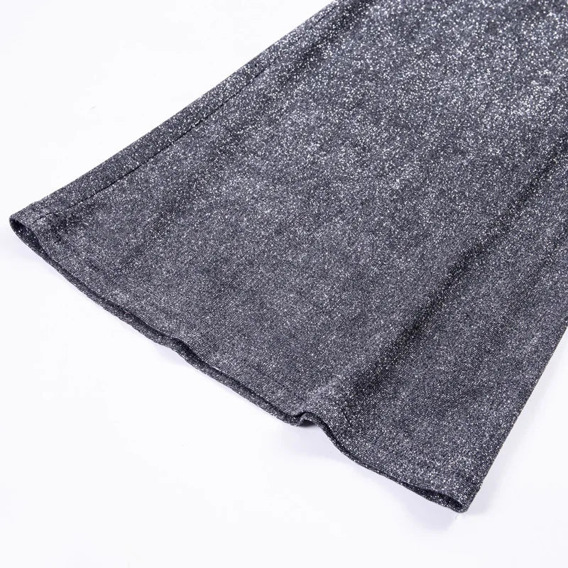 Glitter Broek Dames – Hoge Taille Feestbroek met Comfortabele Pasvorm