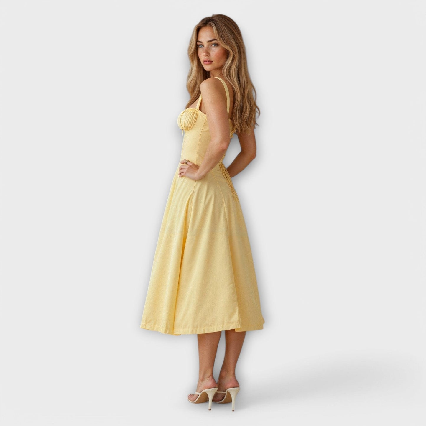 AMARA | Korset Middelange Jurk voor Dames, Elegante Zomerjurk met Gewaxt Design