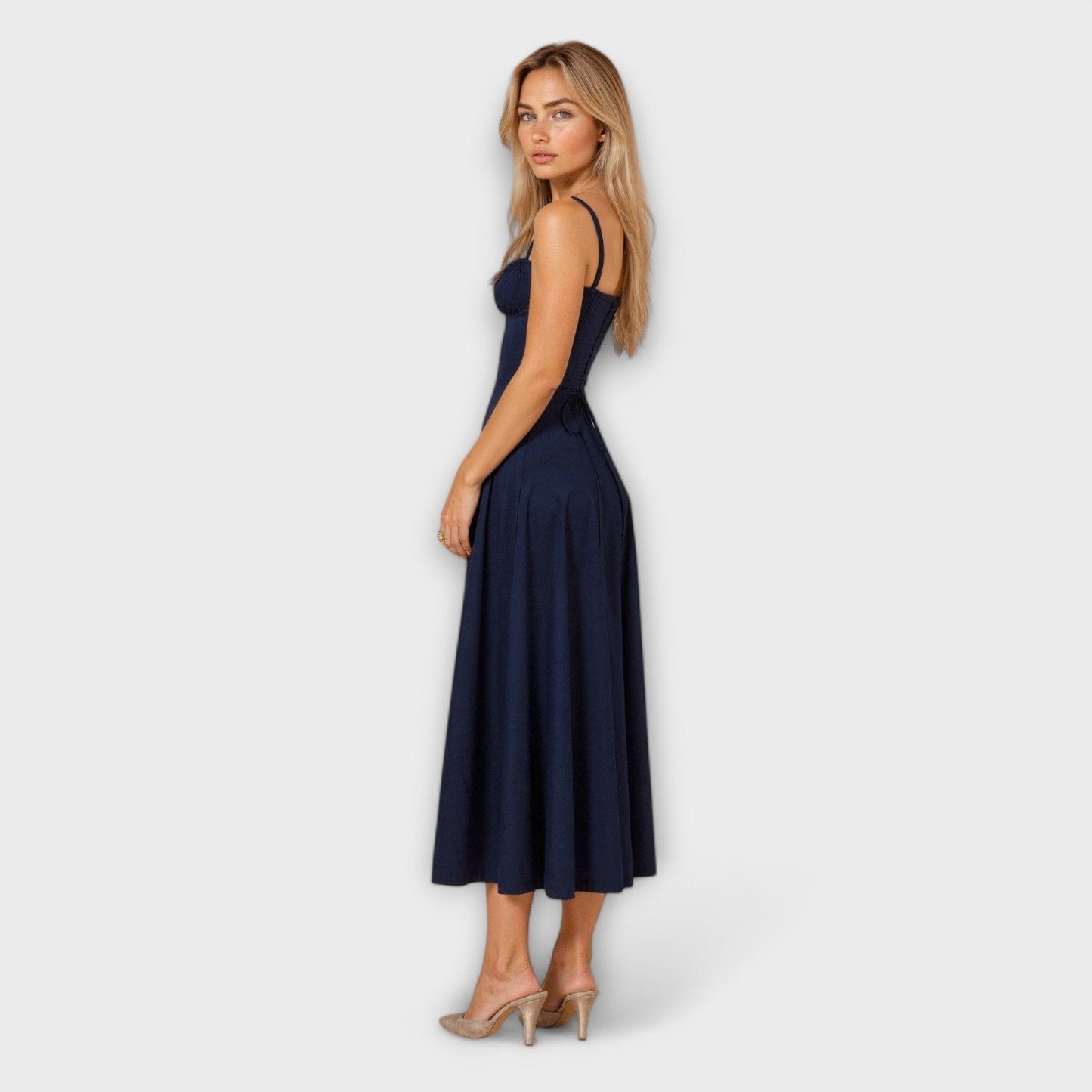 AMARA | Korset Middelange Jurk voor Dames, Elegante Zomerjurk met Gewaxt Design