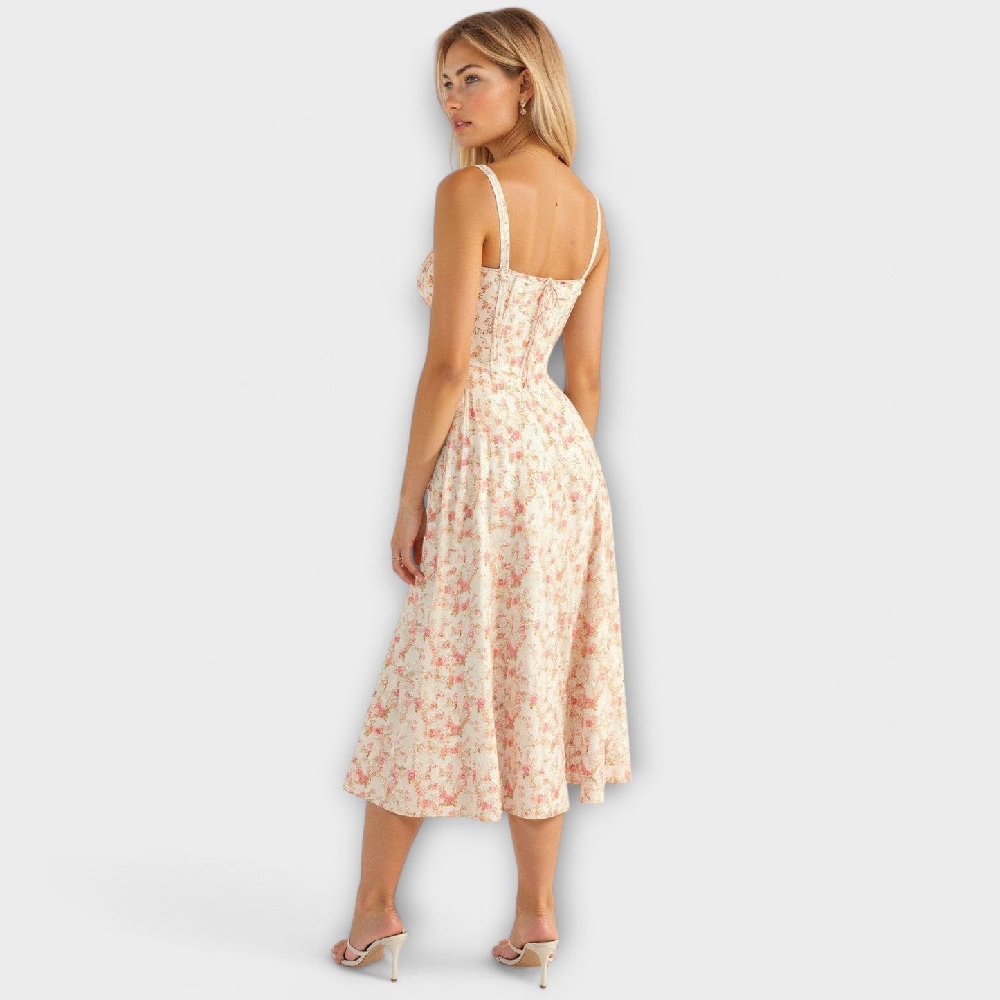 AMARA | Korset Middelange Jurk voor Dames, Elegante Zomerjurk met Gewaxt Design