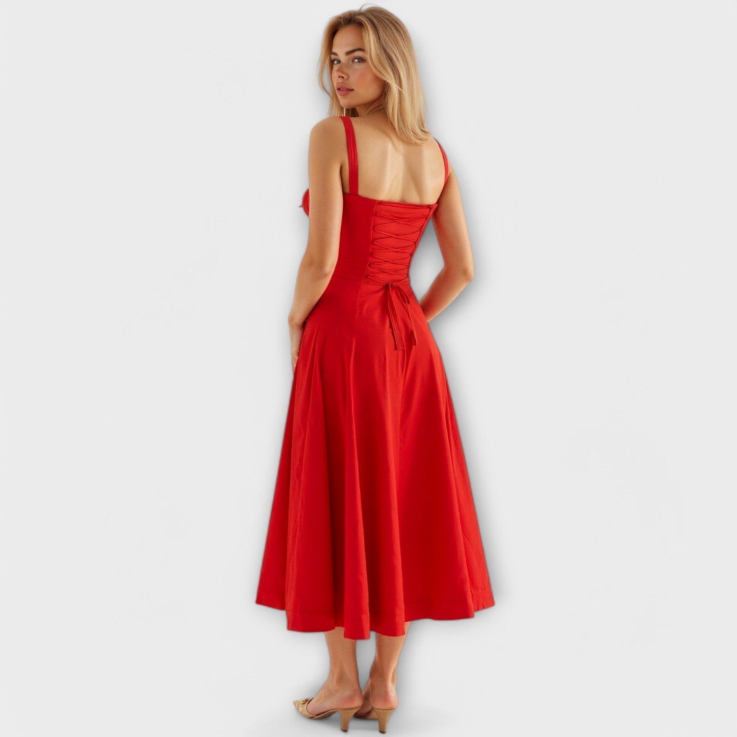 AMARA | Korset Middelange Jurk voor Dames, Elegante Zomerjurk met Gewaxt Design