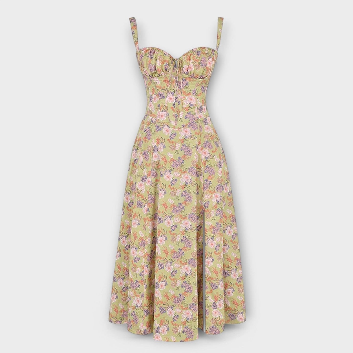 AMARA | Korset Middelange Jurk voor Dames, Elegante Zomerjurk met Gewaxt Design