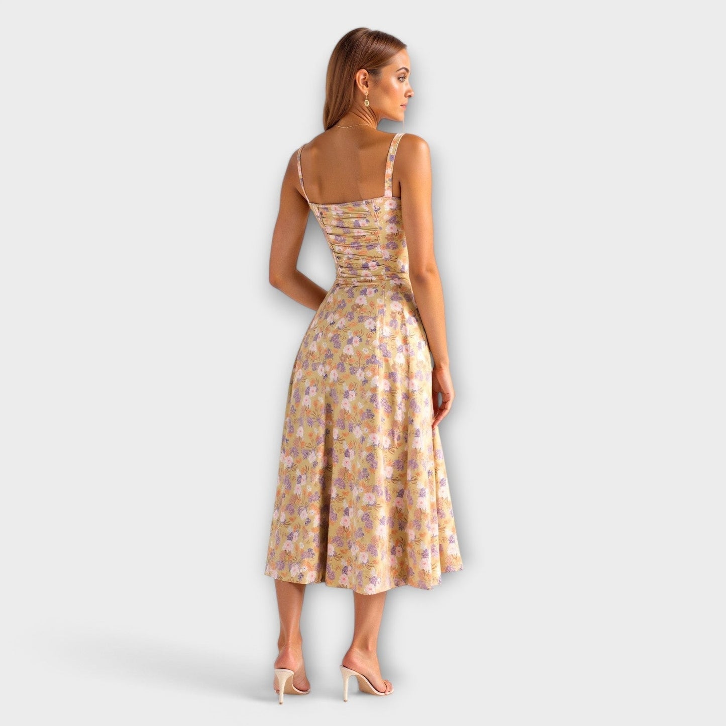 AMARA | Korset Middelange Jurk voor Dames, Elegante Zomerjurk met Gewaxt Design