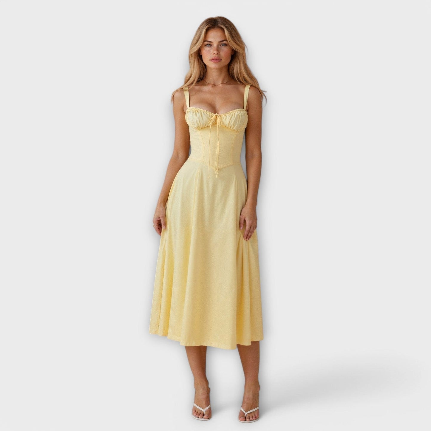 AMARA | Korset Middelange Jurk voor Dames, Elegante Zomerjurk met Gewaxt Design