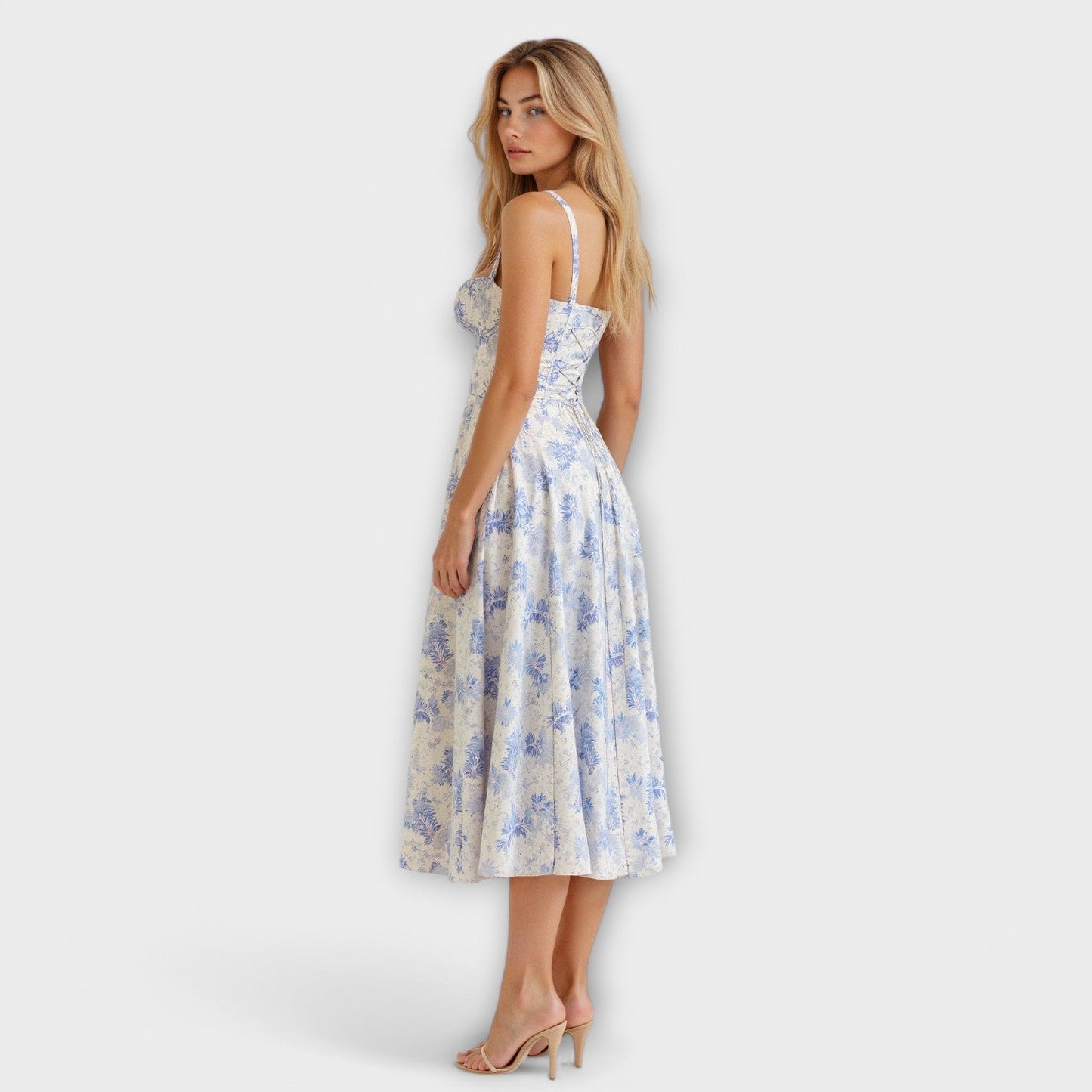 AMARA | Korset Middelange Jurk voor Dames, Elegante Zomerjurk met Gewaxt Design