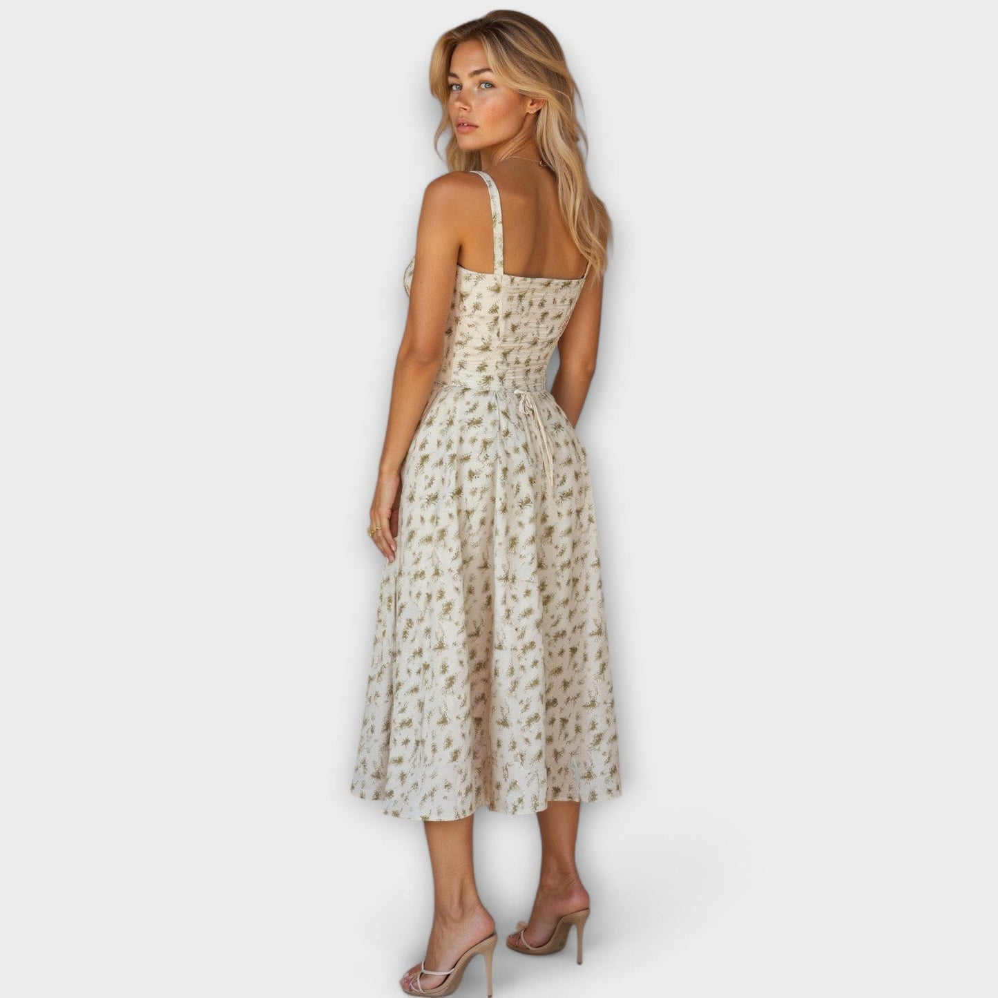 AMARA | Korset Middelange Jurk voor Dames, Elegante Zomerjurk met Gewaxt Design
