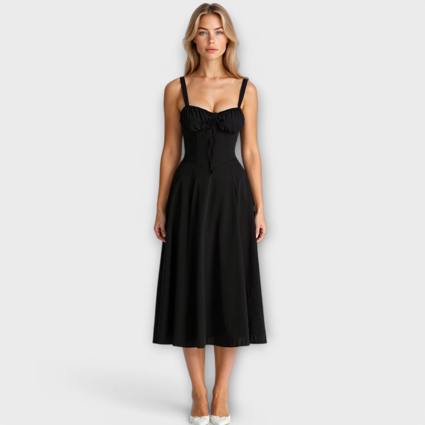 AMARA | Korset Middelange Jurk voor Dames, Elegante Zomerjurk met Gewaxt Design