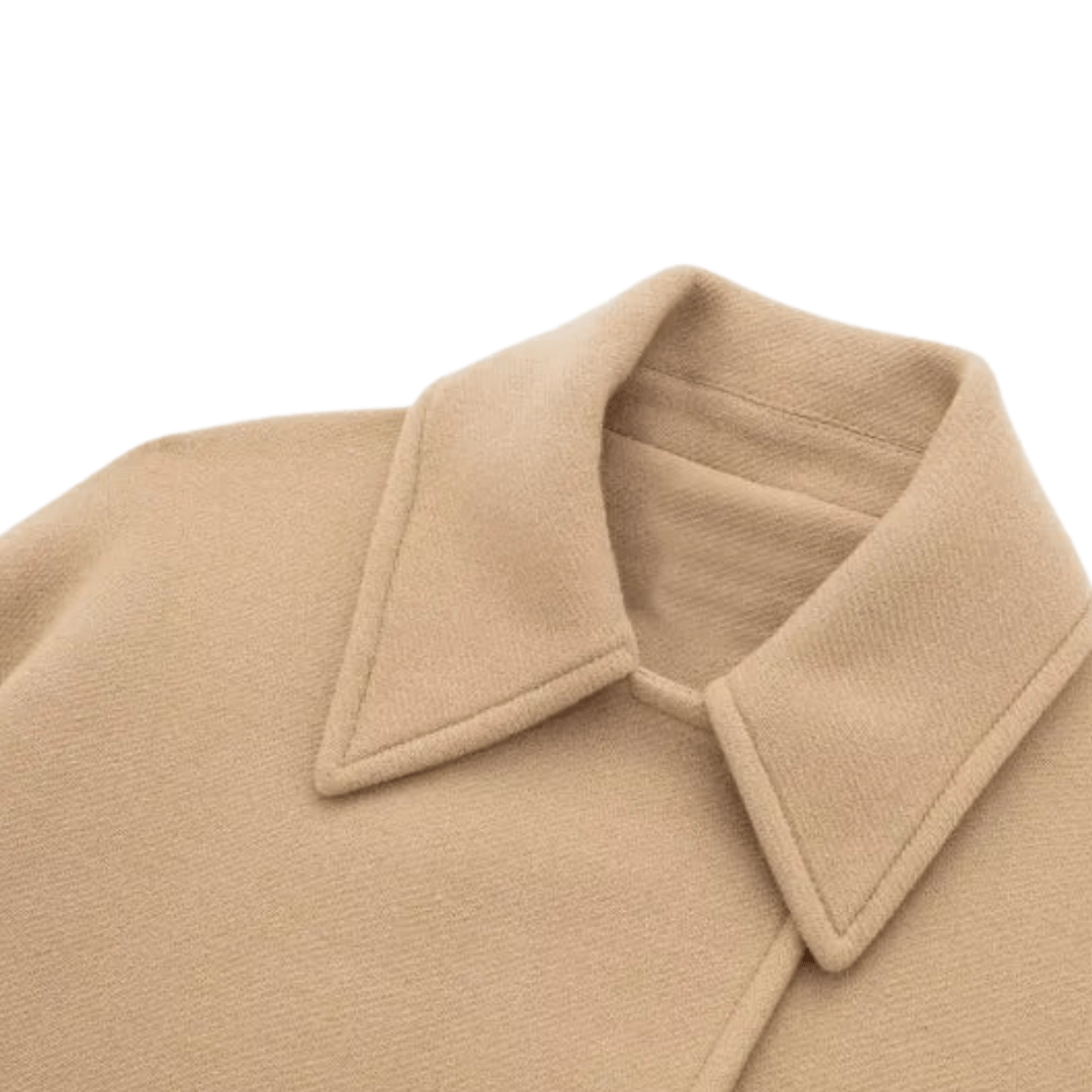 Lotte | Beige Wool Coat Dames | Lange Oversized Wollen Jas Voor Winter