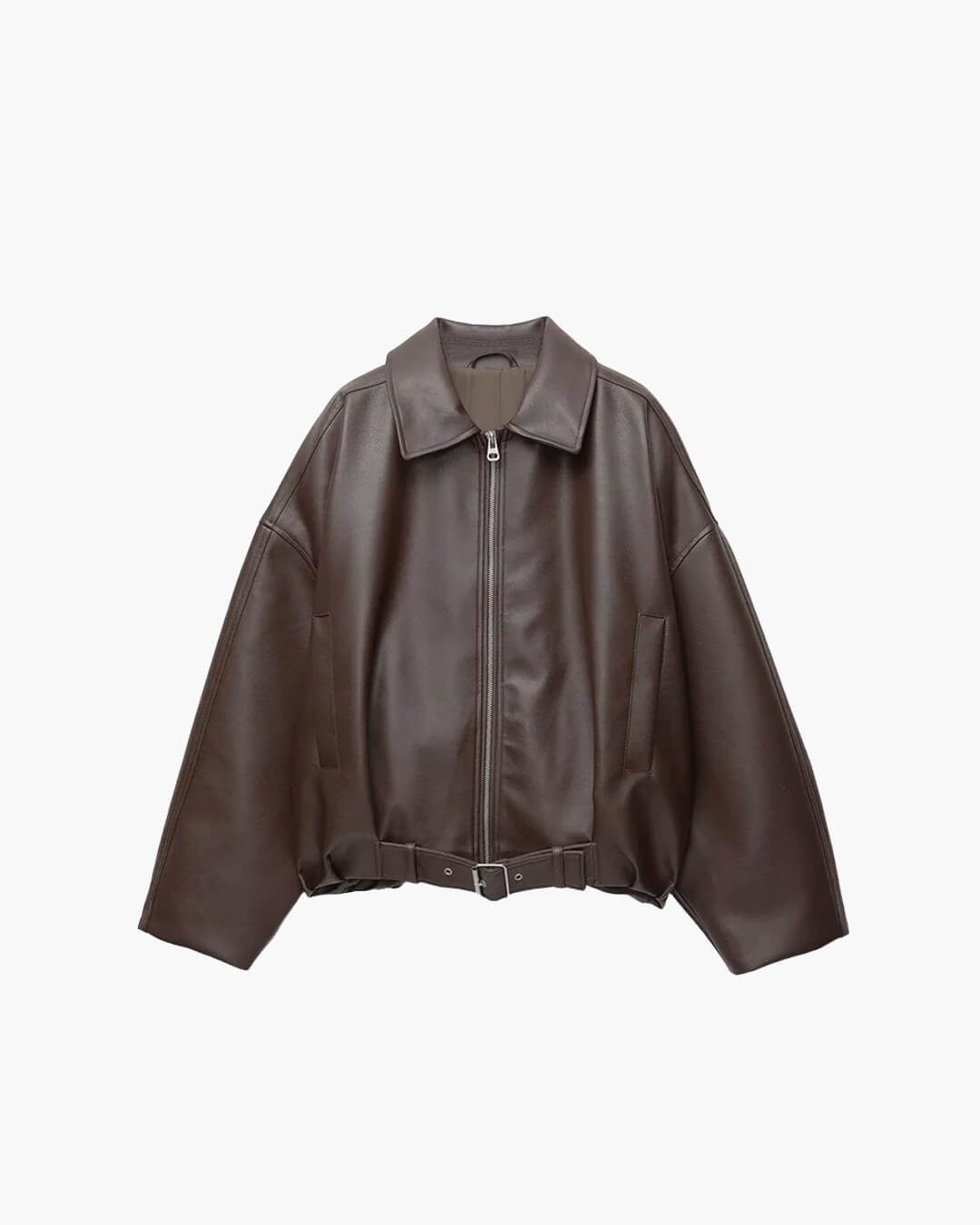 Lois | Leren Jack Dames Oversized | Trendy Biker Jas Met Rits & Riemdetail