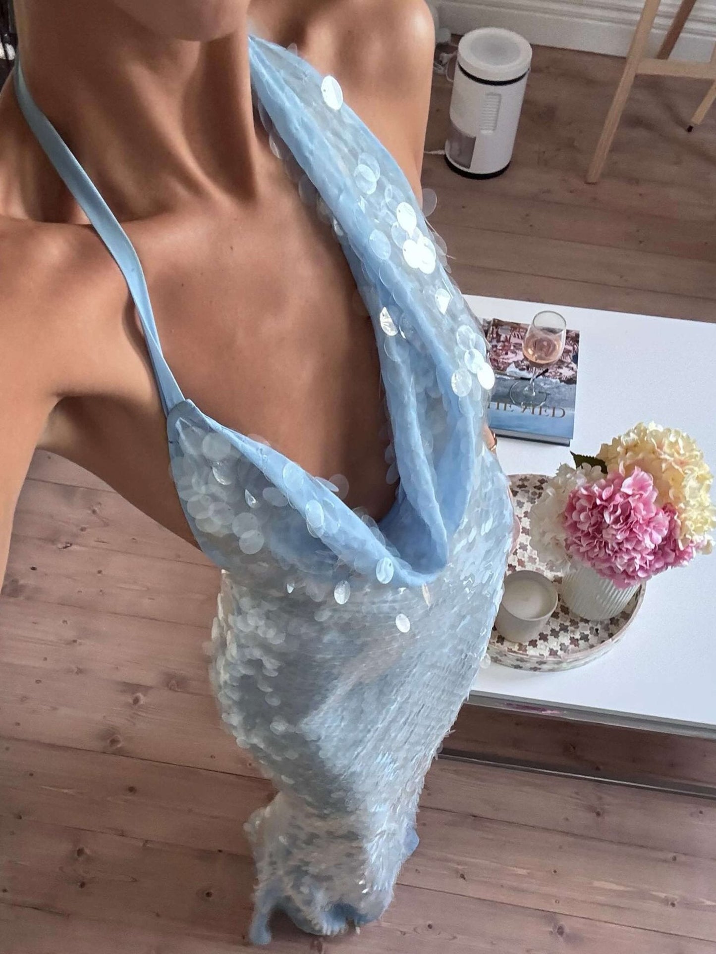 Elodie | Avondjurk Dames Maxi | Glamoureuze Blauw Pailletten Jurk Voor Feest & Gala