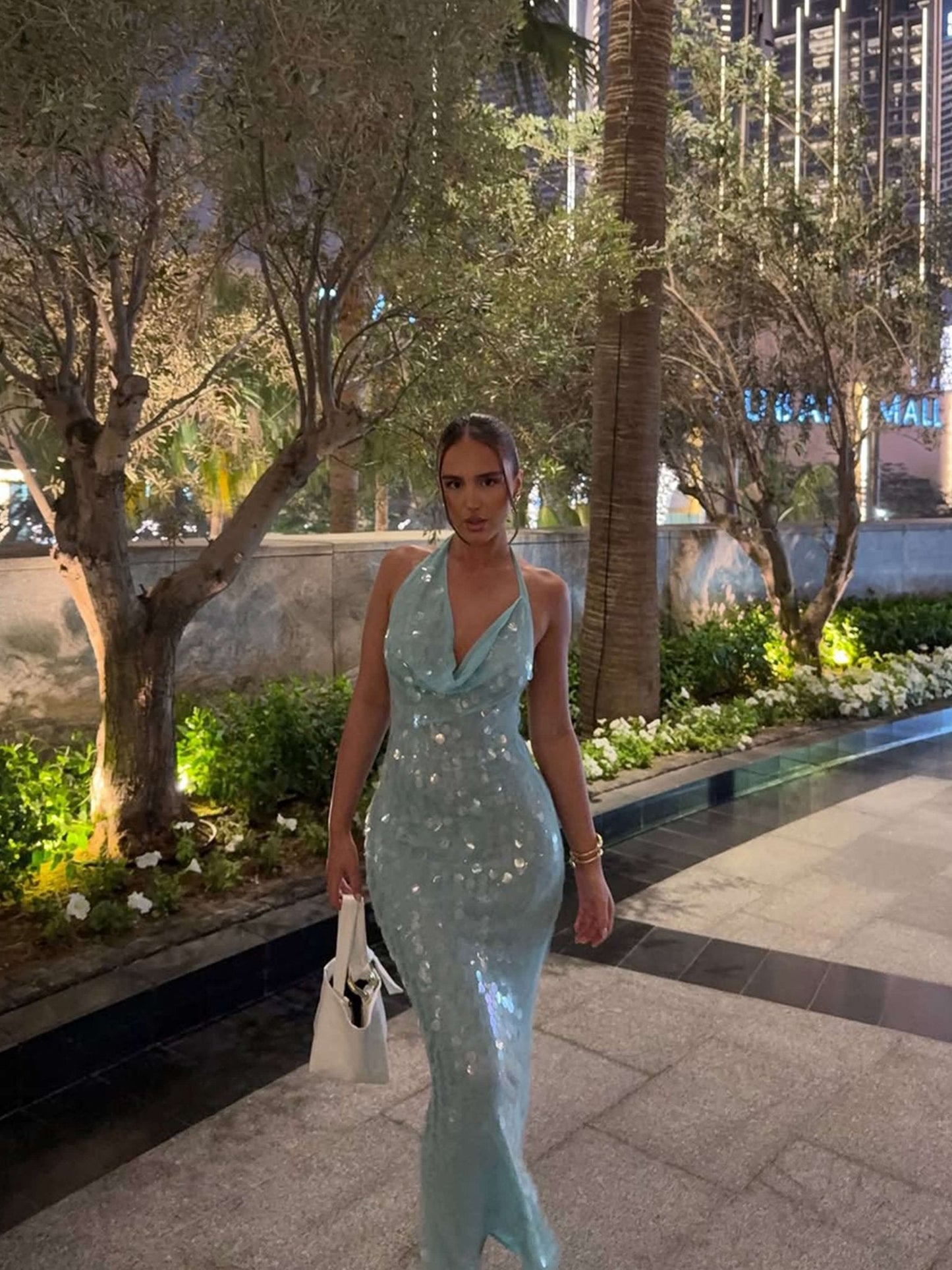 Elodie | Avondjurk Dames Maxi | Glamoureuze Blauw Pailletten Jurk Voor Feest & Gala