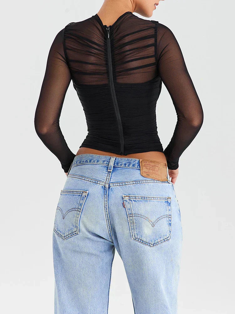CAMILLE | Luxe Mesh Longsleeve – Ademend, Comfortabel & Elegant
