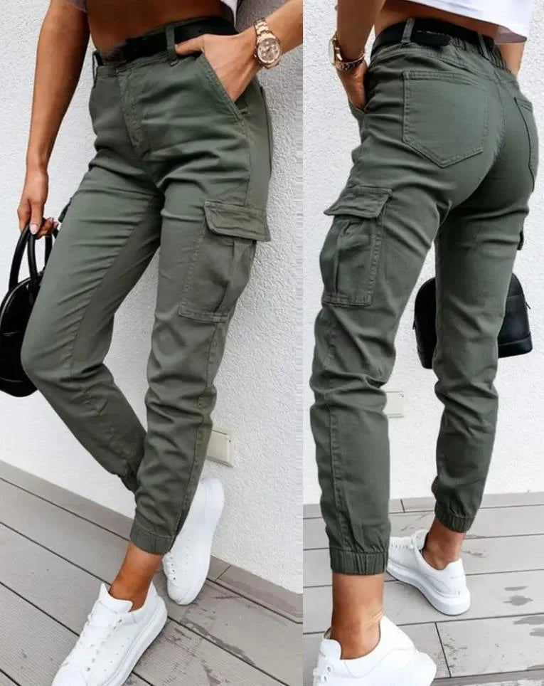 Cloé | Hoge Taille Cargo Pants Dames | Casual Streetwear Broek Met Zakken