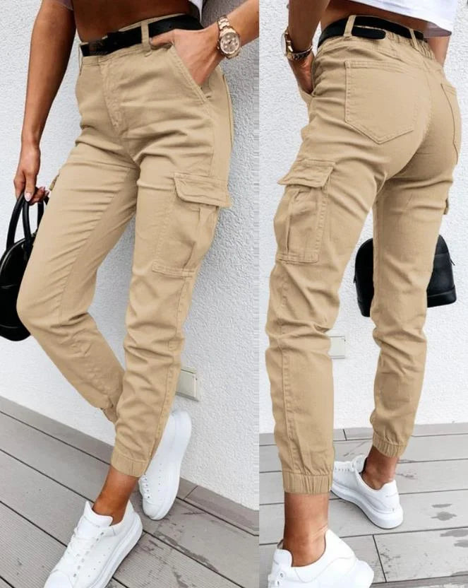 Cloé | Hoge Taille Cargo Pants Dames | Casual Streetwear Broek Met Zakken
