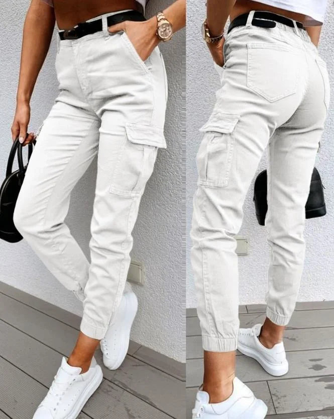 Cloé | Hoge Taille Cargo Pants Dames | Casual Streetwear Broek Met Zakken