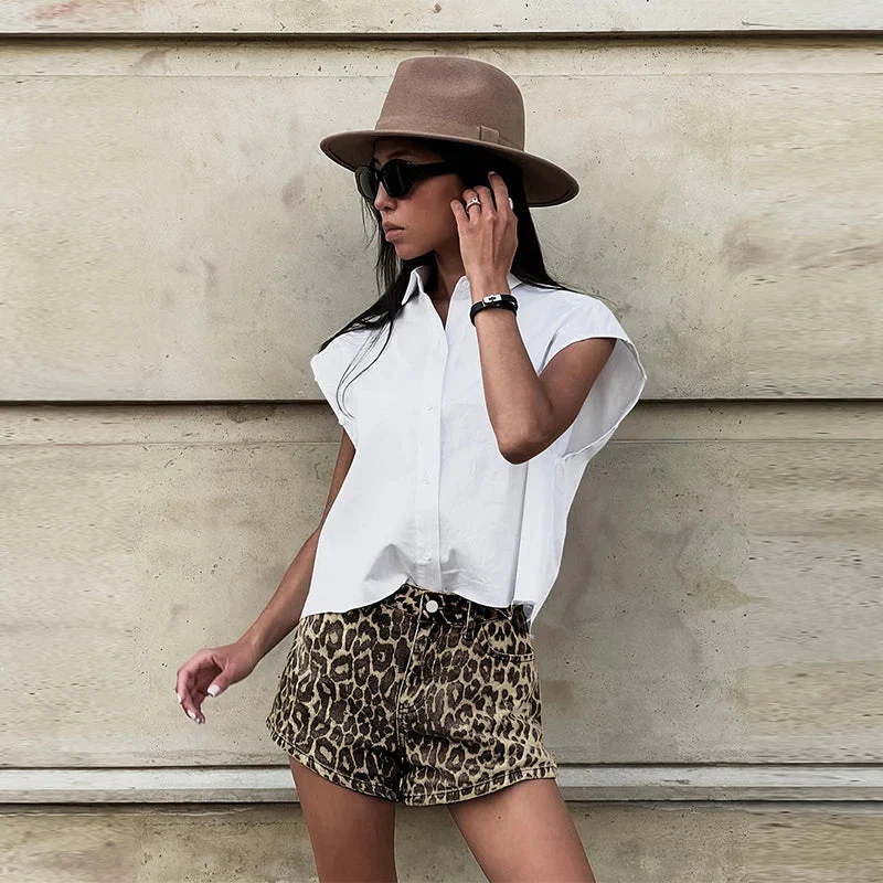 YARA | Korte High-Waist Short | Luipaardprint